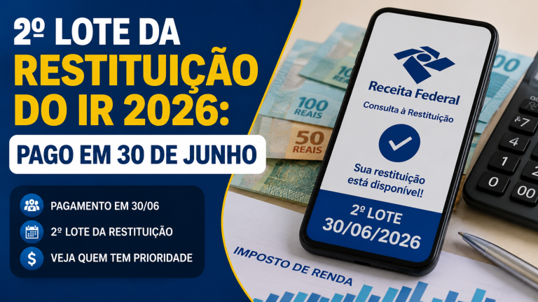 2º lote da restituição do IR 2026: pago em 30 de junho