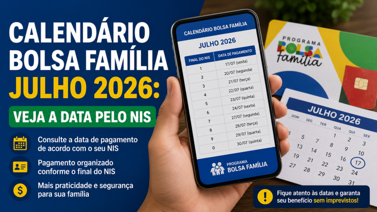 Calendário Bolsa Família julho 2026: veja a data pelo NIS