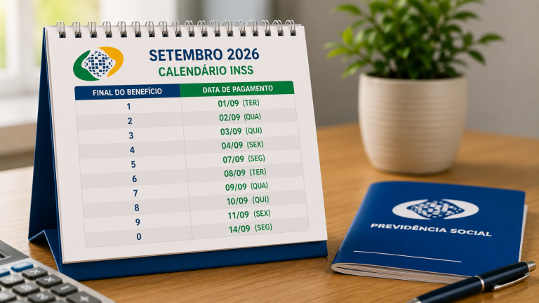 Calendário INSS setembro 2026: datas de pagamento por benefício