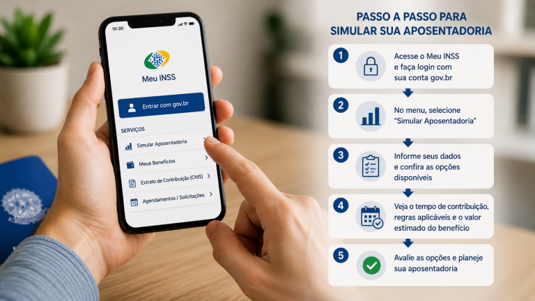 Como simular a aposentadoria pelo Meu INSS em 2026: passo a passo