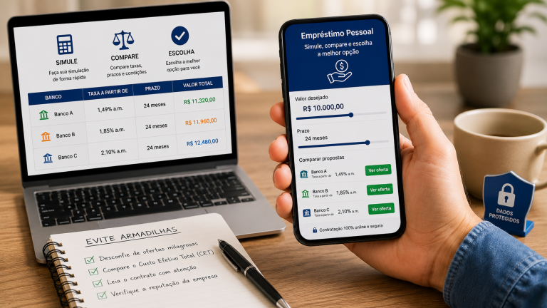 Empréstimo pessoal online 2026: como simular, comparar e contratar com segurança