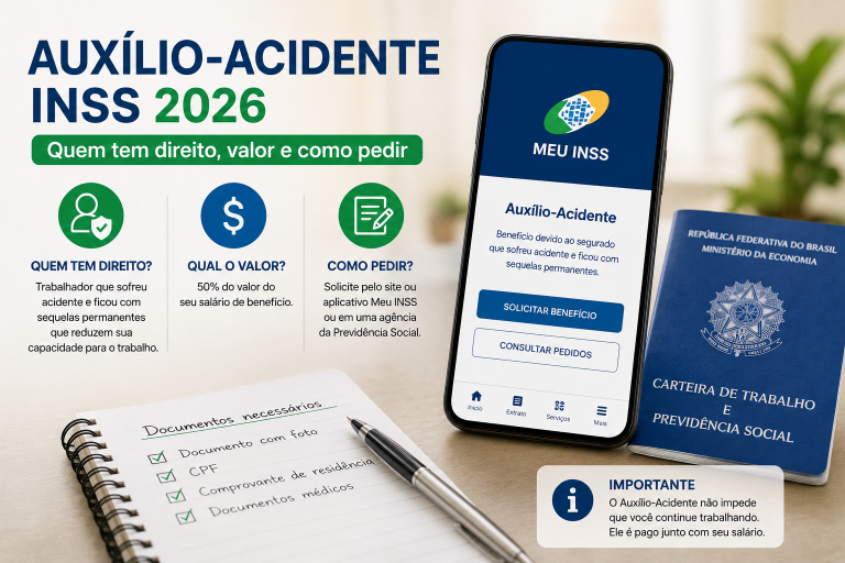 Auxílio-acidente INSS 2026: quem tem direito, valor e como pedir